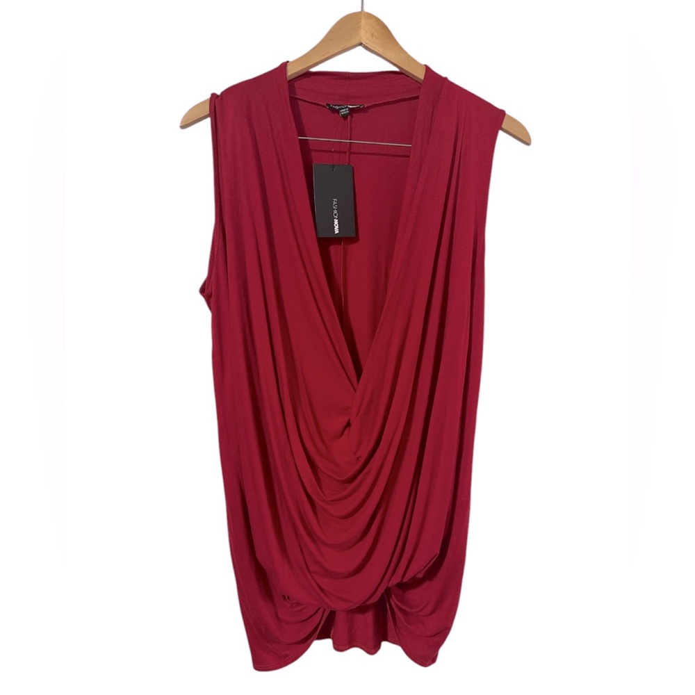 Fashion Nova Red Kamila Cowl Neck Top